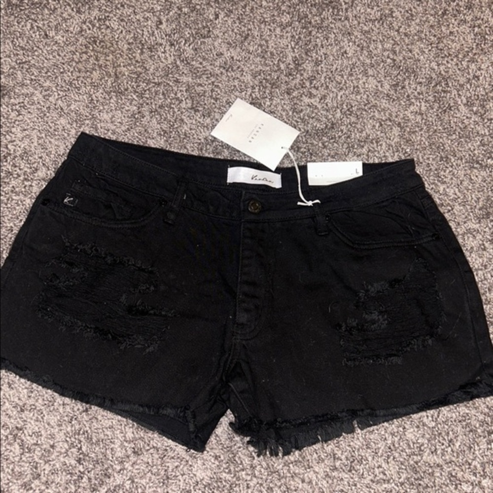 KanCan Black Distressed Denim Jean Shorts